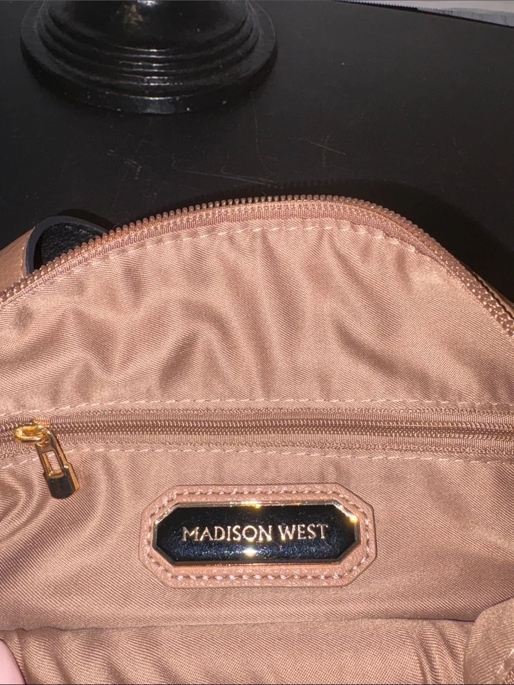 Madison West Black Leather Satchel Tote